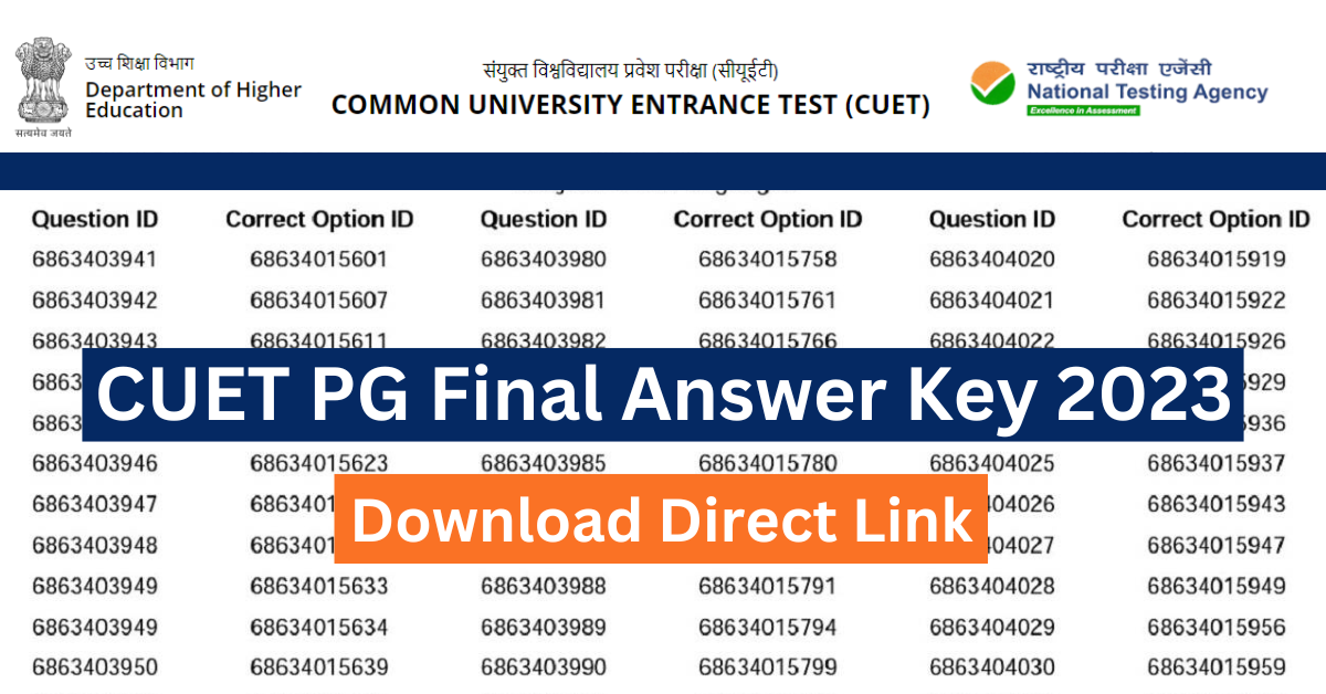 Cuet Pg Final Answer Key Download Pdf Cuet Nta Nic In Sushil Jobs