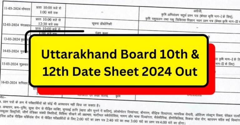 Uttarakhand Board 10th 12th Date Sheet 2024 Out 768x401