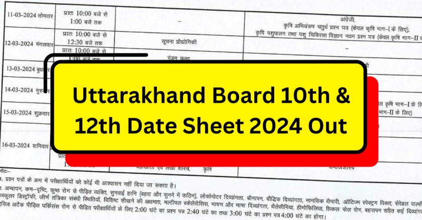 Uttarakhand Board 10th & 12th Date Sheet 2024 Out, Check UBSE Exam ...