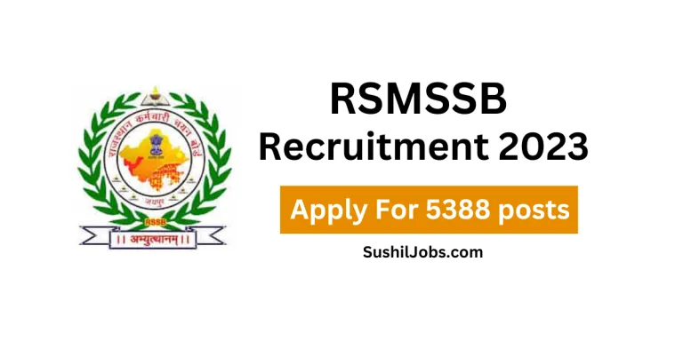 RSMSSB Recruitment 2023 Apply For More Than 5388 Posts