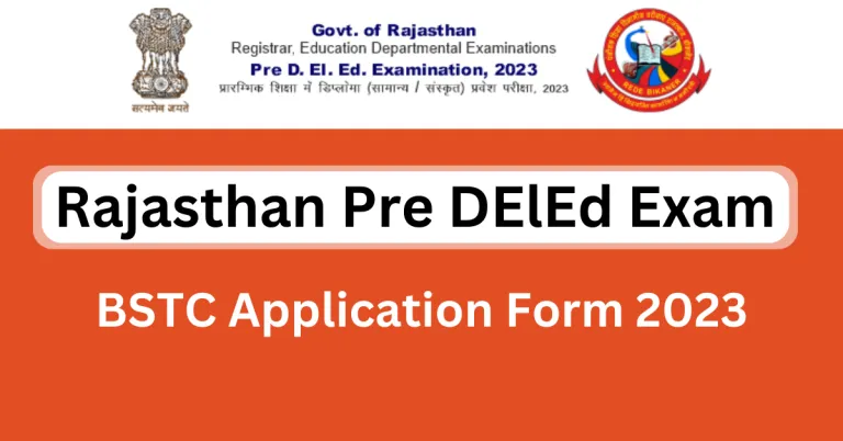 Rajasthan Pre DElEd Exam 2023 BSTC Form Apply @panjiyakpredeled.in 